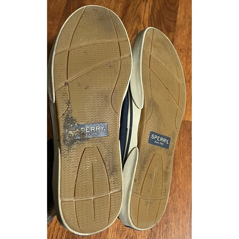 Sperry Bahama II Navy Blue Canvas Boat Shoes Mens 11